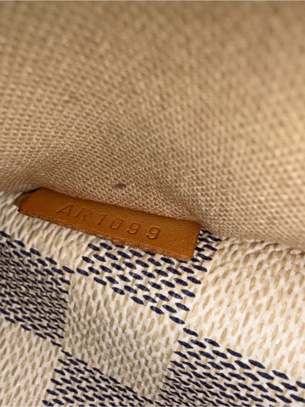 Louis Vuitton Damier Azur Canvas Shoulder Bag in Beige and Brown